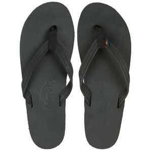 Rainbow Sandals Single Layer Narrow Strap Womens Sandals in Black Medium